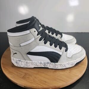 Puma Kids' High-Top Sneakers in White & Black
